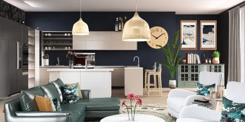 Shades of blue studio apartment 