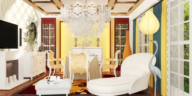 sala de chá amarelo 💛🟡 e branco 🤍em casa .