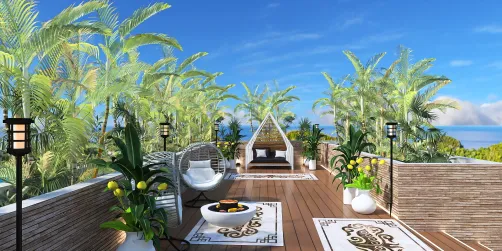 Terraço em frente a praia 