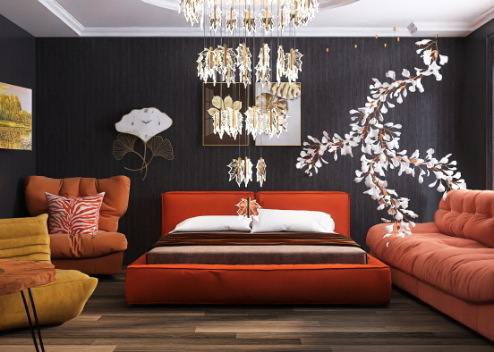Cozy Autumn Themed Hotel Room Design Rendering