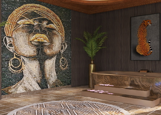 African Vibes Luxury Lodge Bathroom  Design Rendering