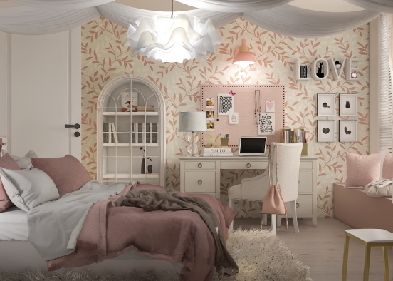 Teen Girl’s Bedroom Design Rendering