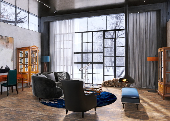 Glamorous living room Design Rendering