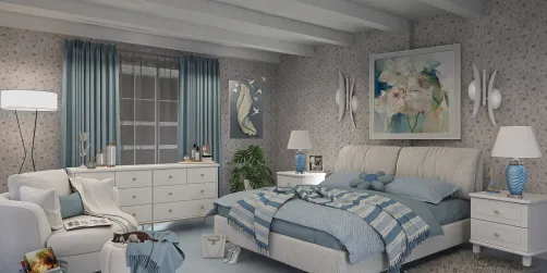 Calm Blue Bedroom. Design 9 of 20 Challenge.