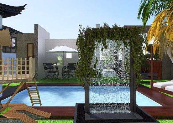 Pool in a happy house Design Rendering