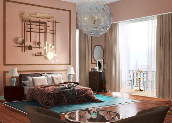 Mint Chocolate Bedroom Design Rendering