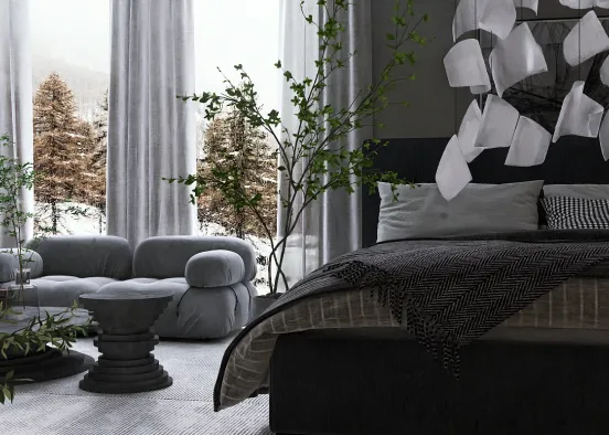 Cozy Grey Bedroom Design Rendering