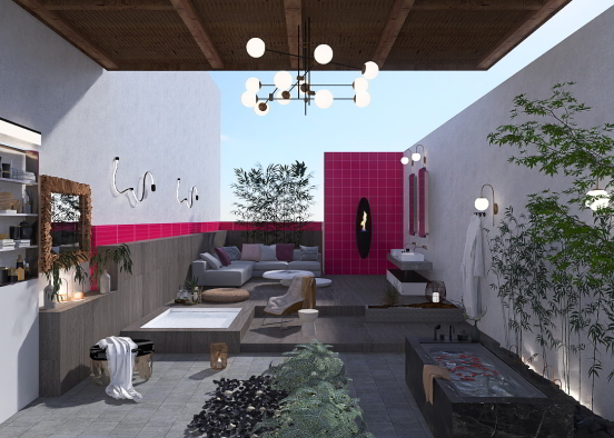 Outdoor spa and lounge  Design Rendering