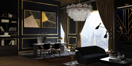 Gold and Black Office
