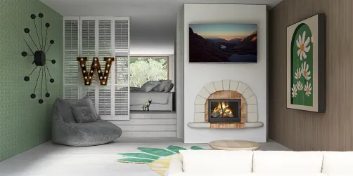 Green Bedroom Lounge Area