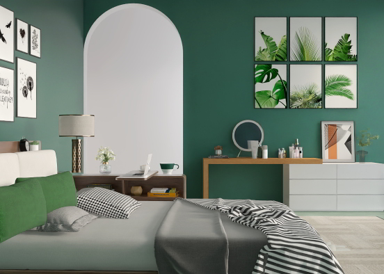 Green Bedroom  Design Rendering