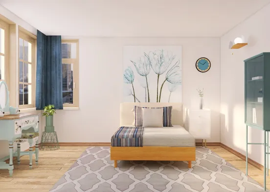 Light blue bedroom Design Rendering
