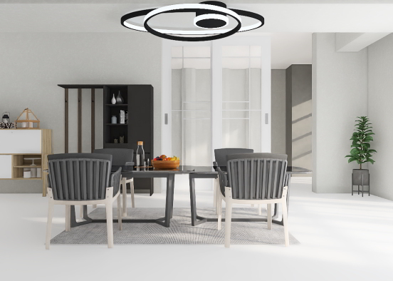 Dining room in grey theme
 Design Rendering