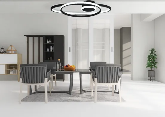 Dining room in grey theme
 Design Rendering