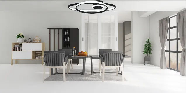 Dining room in grey theme

