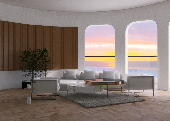 a white living room Design Rendering