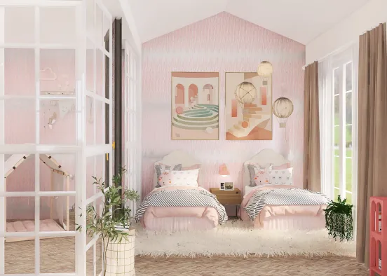 girls bedroom Design Rendering