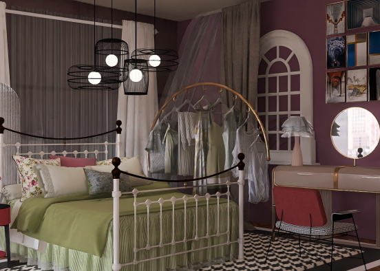 teenage girl room with franch twist💗 Design Rendering