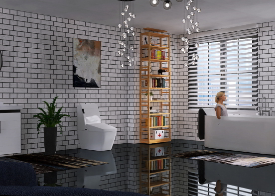 black and white bathroom 🖤🤍 Design Rendering