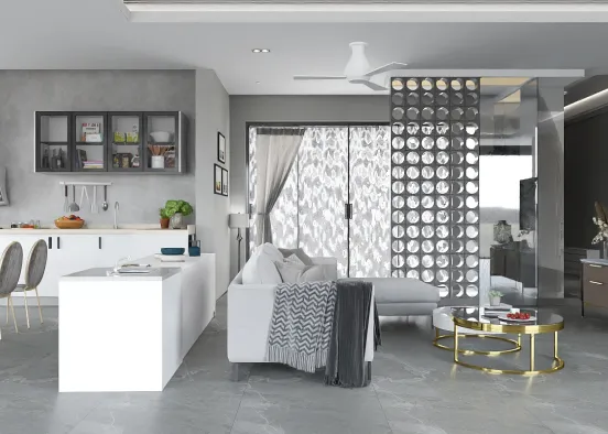# Living room with kitchen decor  Design Rendering