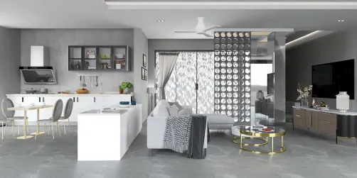 Living room with kitchen decor 