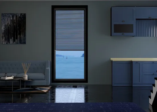 blue livingroom Design Rendering