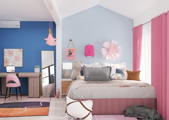 Pink girls room Design Rendering