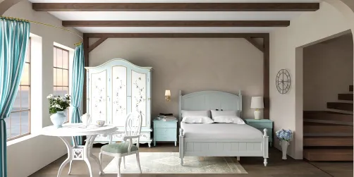 Cozy vintage mint bedroom for one