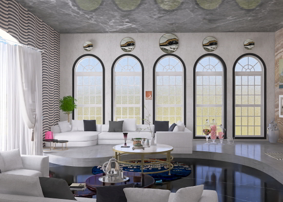 Sitting Room in Dubai Villa Design Rendering