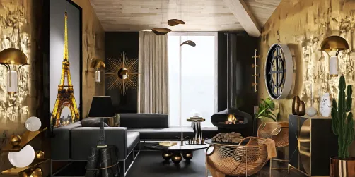 Black&gold living room