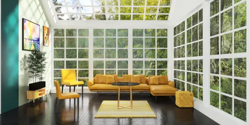 Sala em tons mostarda 