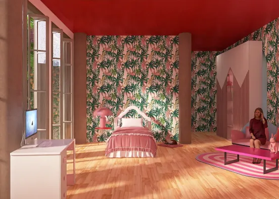 Bedroom for teenage girls Design Rendering