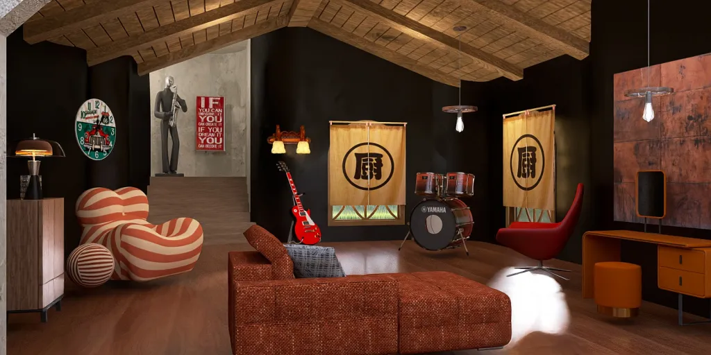 a living room with a couch, chairs, and a fire place 