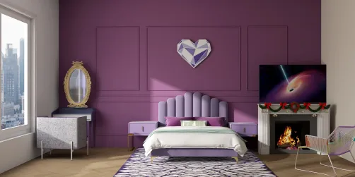 Purple room with a purple furniture 
