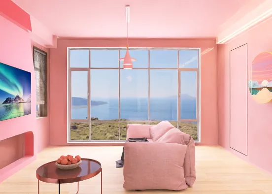 Pink Living Room Design Rendering