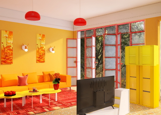 bright living room
 Design Rendering