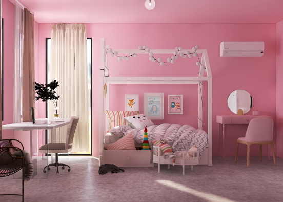 A Bedroom For A Girl Kid 👧🏼 Design Rendering