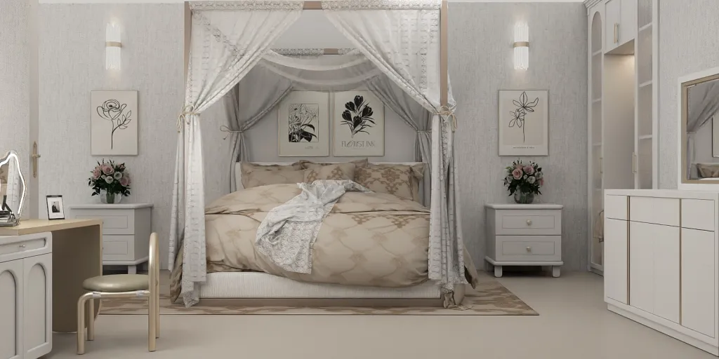 a bed with a white bedspread and a white bedspread 