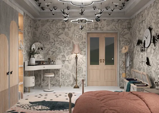 # Dormitorio empapelado Renderização de Design