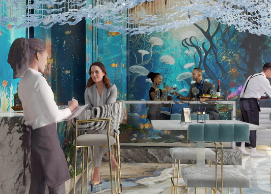 Underwater restaurant and bar Design Rendering