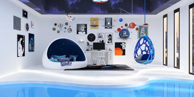 Outer space themed kids bedroom