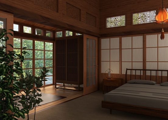 Japanese style: parents bedroom Design Rendering