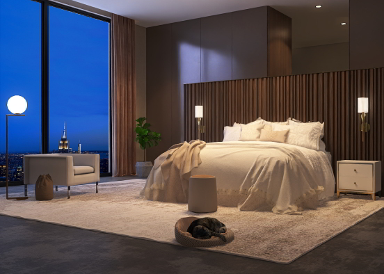 Modern- Luxury Bedroom Aparment Design Rendering
