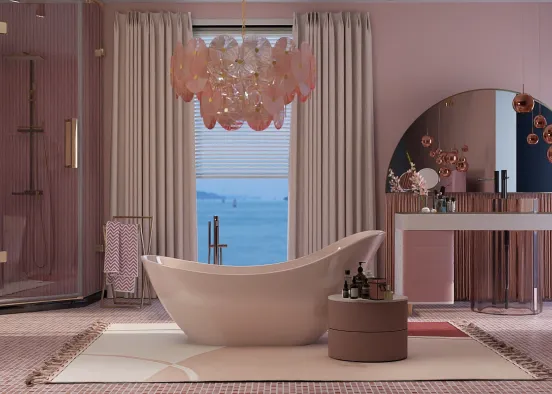 Pink Bathroom Design Rendering