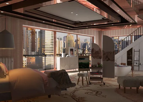 # Penthouse bedroom  Renderização de Design