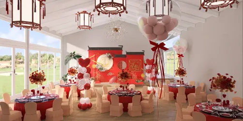 Red oriental wedding venue 
