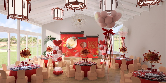 Red oriental wedding venue 
