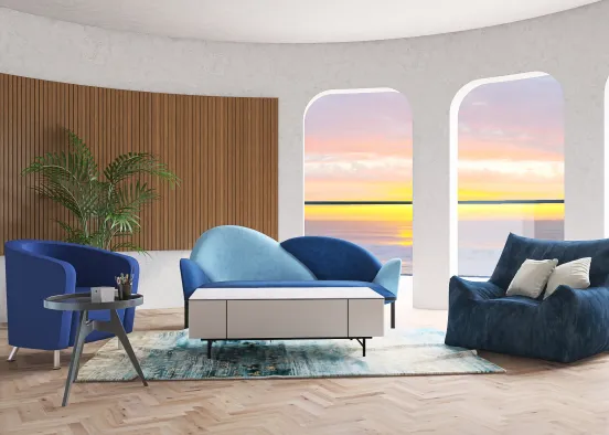 Blue ocean living room Design Rendering