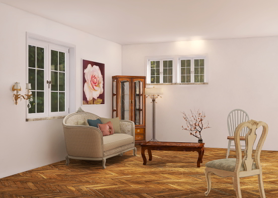 French Country Sitting Room  Design Rendering