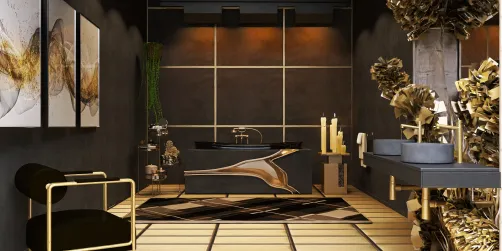 Luxurious Black and Gold Bathroom 